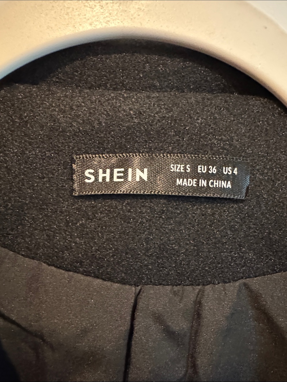 SHEIN Black Women's Pea Coat with Notch Lapel - Picture 2 of 3